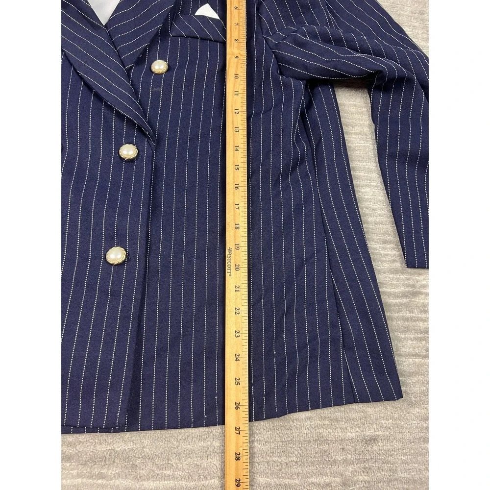 Style Setter Fashions Skirt Suit Womens XL Navy Pinstripe Pearl Button Vintage